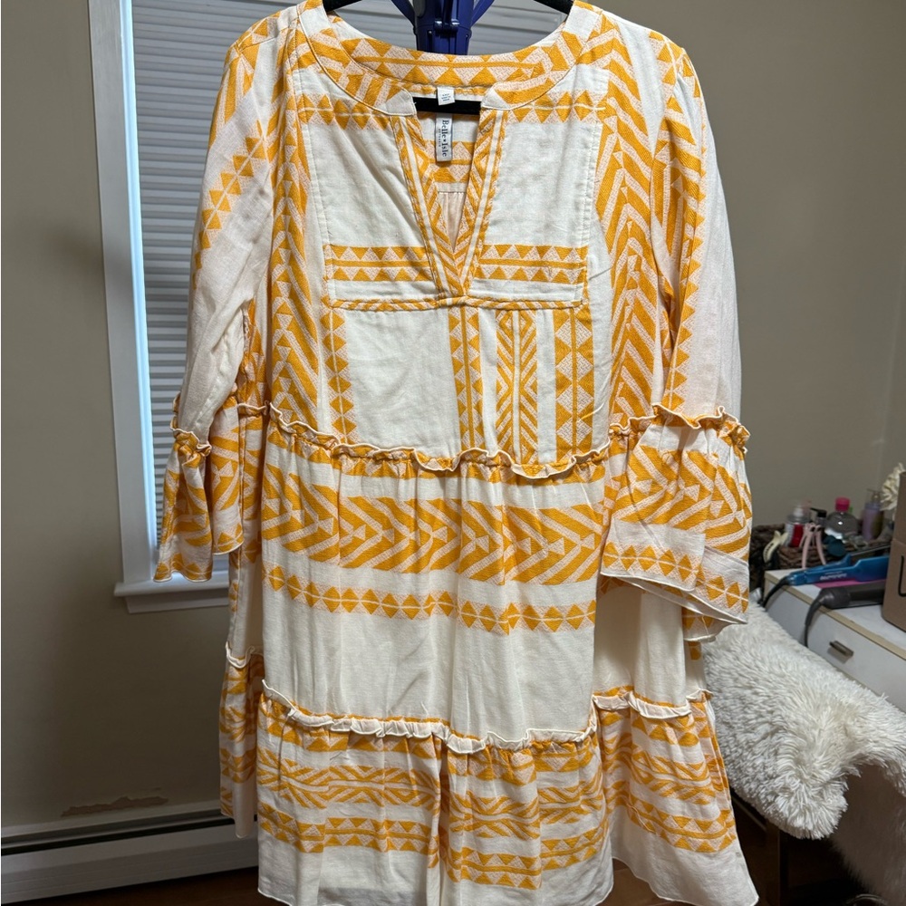 Torrid Belle Isle Size 00- Yellow and White Belle Sleeve Mini Dress - Picture 7 of 10